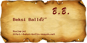 Beksi Balló névjegykártya